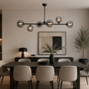 NG Lighting Kremasto Fotistiko Rag Xeiropoiito Metalliko Mavro me Fime Gyalia Exafoto G9 100x70cm 2026845